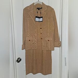 2 piece St. John's Knit Dress and Sweater Set (Tan)
